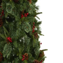 7.5’ Norway Mixed Pine Artificial Christmas Tree With 450 Clear LED Lights, Pine Cones And Berries -Cheap Artificial Trees Store artificial 75 norway mixed pine artificial christmas tree with 450 clear led lights pine cones and berries nearly natural 975220