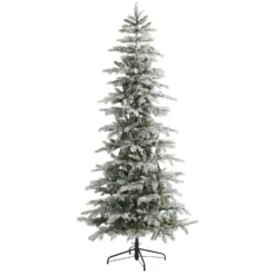7.5’ Slim Flocked Nova Scotia Spruce Artificial Christmas Tree With 450 Warm White LED Lights And 909 Bendable Branches 12 7.5’ Slim Flocked Nova Scotia Spruce Artificial Christmas Tree With 450 Warm White LED Lights And 909 Bendable Branches -Cheap Artificial Trees Store artificial 75 slim flocked nova scotia spruce artificial christmas tree with 450 warm white led lights and 90 nearly natural 318568