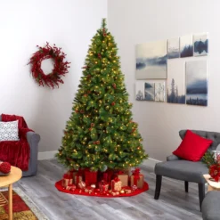 8’ Aberdeen Spruce Artificial Christmas Tree With 500 Clear LED Lights, Pine Cones And Red Berries 11 8’ Aberdeen Spruce Artificial Christmas Tree With 500 Clear LED Lights, Pine Cones And Red Berries -Cheap Artificial Trees Store artificial 8 aberdeen spruce artificial christmas tree with 500 clear led lights pine cones and red berries nearly natural 563966