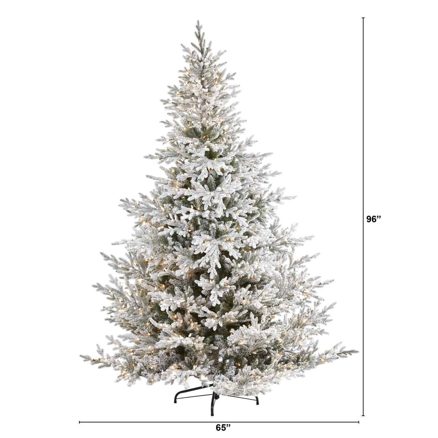 8’ Flocked Fraser Fir Artificial Christmas Tree With 800 Warm White Lights And 4892 Bendable Branches 2 8’ Flocked Fraser Fir Artificial Christmas Tree With 800 Warm White Lights And 4892 Bendable Branches - Image 2