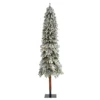 8’ Flocked Grand Alpine Artificial Christmas Tree With 500 Lights And 1051 Branches On Natural Trunk