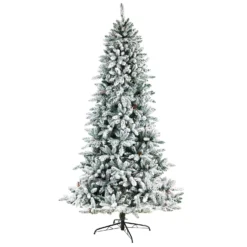 8’ Flocked Livingston Fir Artificial Christmas Tree With Pine Cones And 500 Clear Warm LED Lights -Cheap Artificial Trees Store artificial 8 flocked livingston fir artificial christmas tree with pine cones and 500 clear warm led lights nearly natural 918286