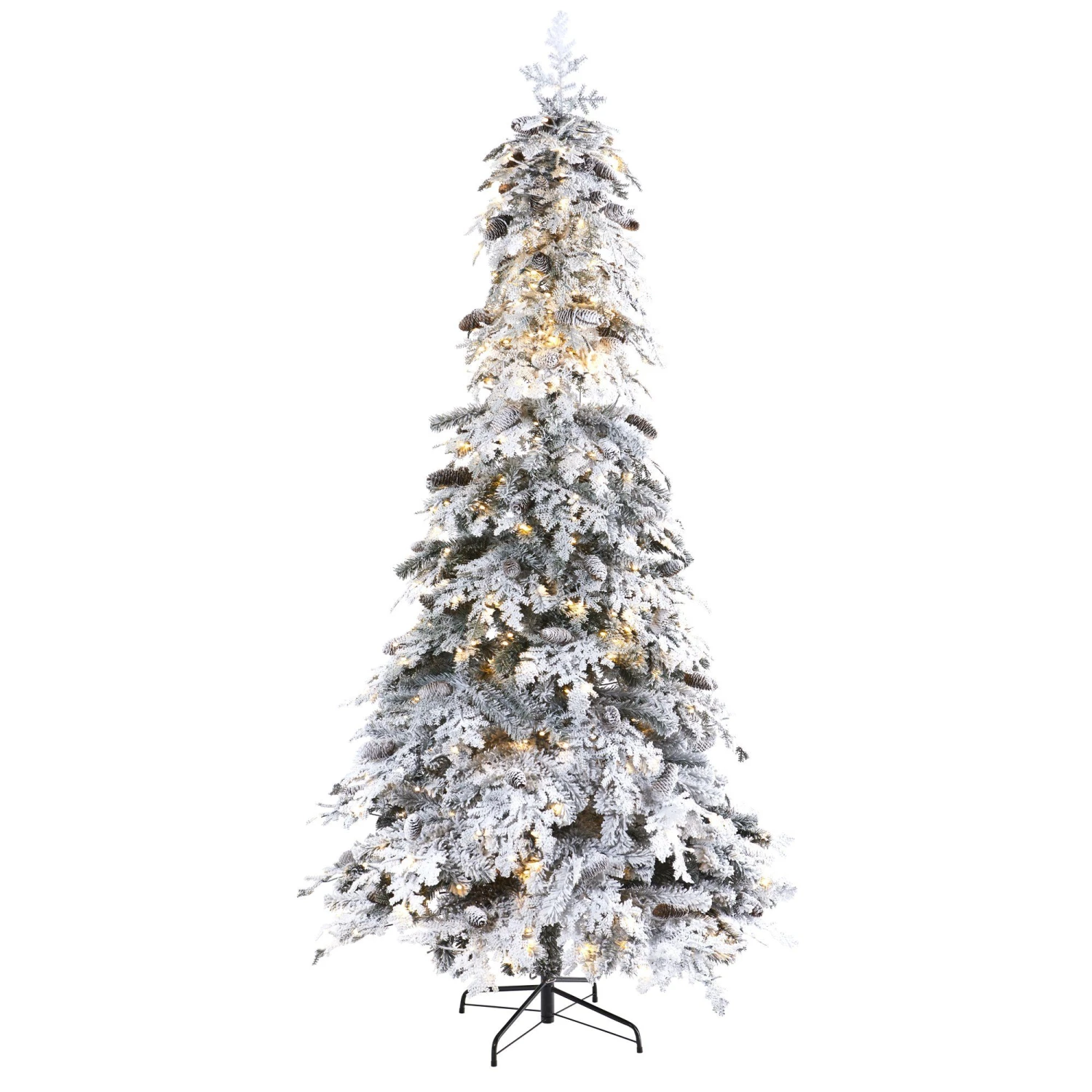 8’ Flocked Montana Down Swept Spruce Artificial Christmas Tree With Pinecones And 500 LED Lights 1 8’ Flocked Montana Down Swept Spruce Artificial Christmas Tree With Pinecones And 500 LED Lights