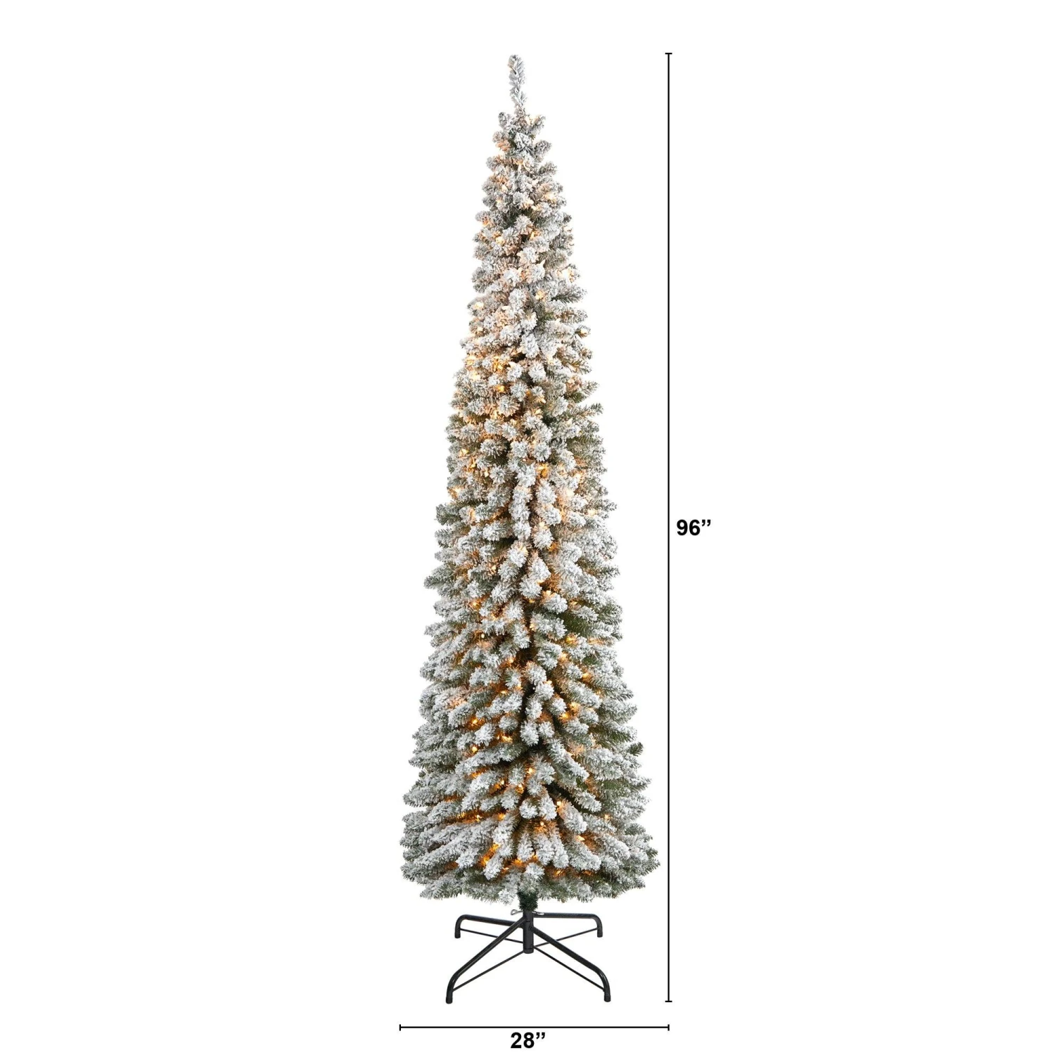 8’ Flocked Pencil Artificial Christmas Tree With 500 Clear Lights And 646 Bendable Branches 5 8’ Flocked Pencil Artificial Christmas Tree With 500 Clear Lights And 646 Bendable Branches - Image 5