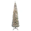 8’ Flocked Pencil Artificial Christmas Tree With 500 Clear Lights And 646 Bendable Branches