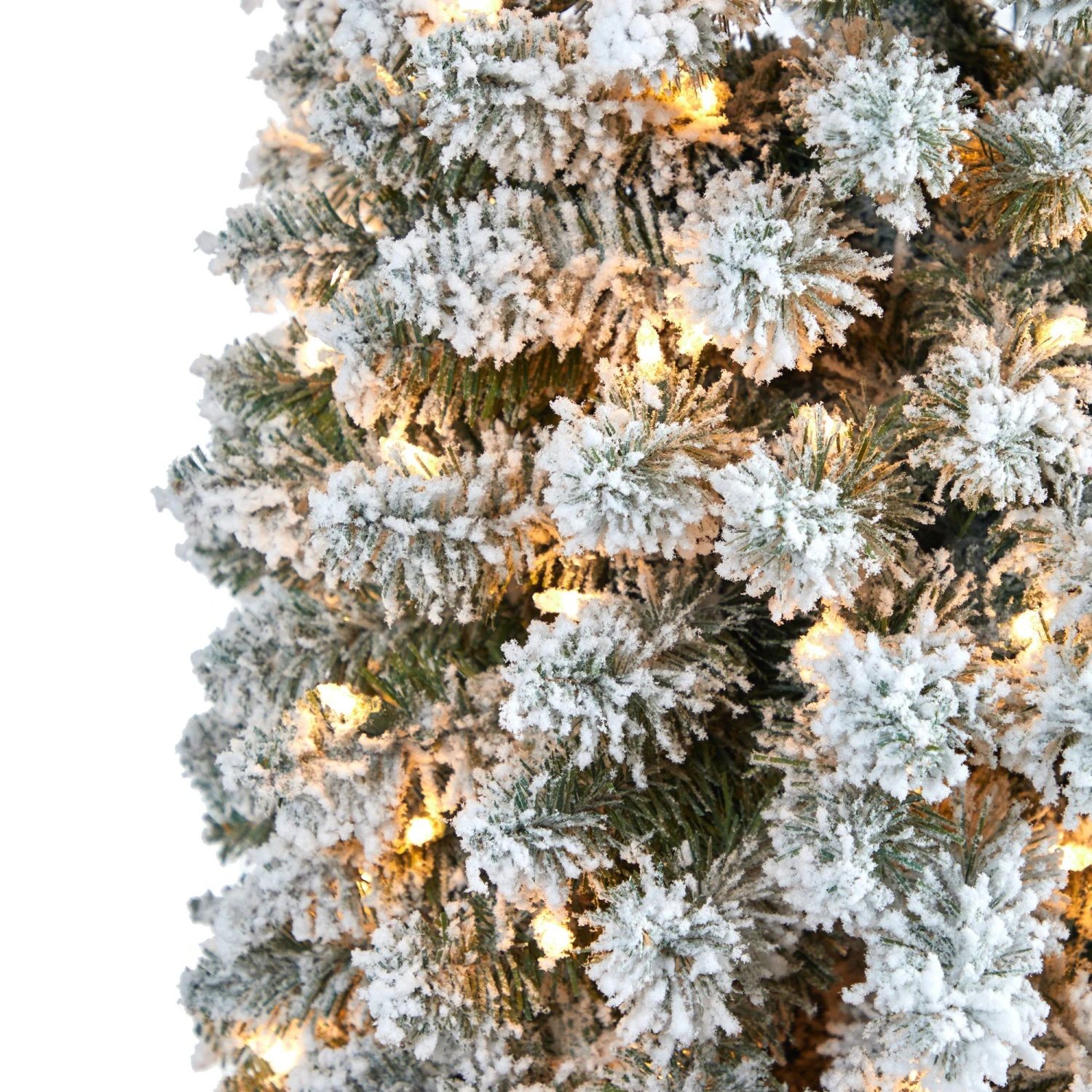 8’ Flocked Pencil Artificial Christmas Tree With 500 Clear Lights And 646 Bendable Branches 6 8’ Flocked Pencil Artificial Christmas Tree With 500 Clear Lights And 646 Bendable Branches - Image 6