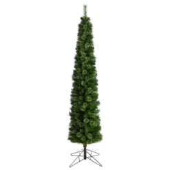 8' Green Pencil Christmas Tree With 200 Clear (Multifunction) LED Lights And 402 Bendable Branches -Cheap Artificial Trees Store artificial 8 green pencil christmas tree with 200 clear multifunction led lights and 402 bendable branches nearly natural 909331