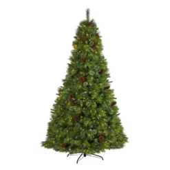 8β Montana Mixed Pine Artificial Christmas Tree With Pine Cones, Berries And 700 Clear LED Lights
