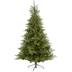 8’ North Carolina Spruce Artificial Christmas Tree With 650 Clear Lights And 1303 Bendable Branches