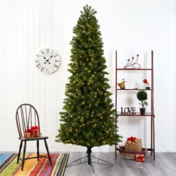 8' Slim Virginia Spruce Artificial Christmas Tree -Cheap Artificial Trees Store artificial 8 slim virginia spruce artificial christmas tree with 600 warm white multifunction led lights with instant connect technology and 1294 bendable branches nearly 686978