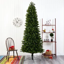 8' Slim Virginia Spruce Artificial Christmas Tree -Cheap Artificial Trees Store artificial 8 slim virginia spruce artificial christmas tree with 600 warm white multifunction led lights with instant connect technology and 1294 bendable branches nearly 842402