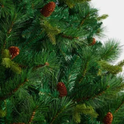 8’ West Virginia Full Bodied Mixed Pine Christmas Tree With 700 Clear LED Lights And Pine Cones -Cheap Artificial Trees Store artificial 8 west virginia full bodied mixed pine christmas tree with 700 clear led lights and pine cones nearly natural 210400