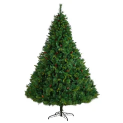 8’ West Virginia Full Bodied Mixed Pine Christmas Tree With 700 Clear LED Lights And Pine Cones -Cheap Artificial Trees Store artificial 8 west virginia full bodied mixed pine christmas tree with 700 clear led lights and pine cones nearly natural 515668