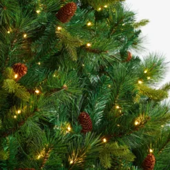 8’ West Virginia Full Bodied Mixed Pine Christmas Tree With 700 Clear LED Lights And Pine Cones -Cheap Artificial Trees Store artificial 8 west virginia full bodied mixed pine christmas tree with 700 clear led lights and pine cones nearly natural 909885