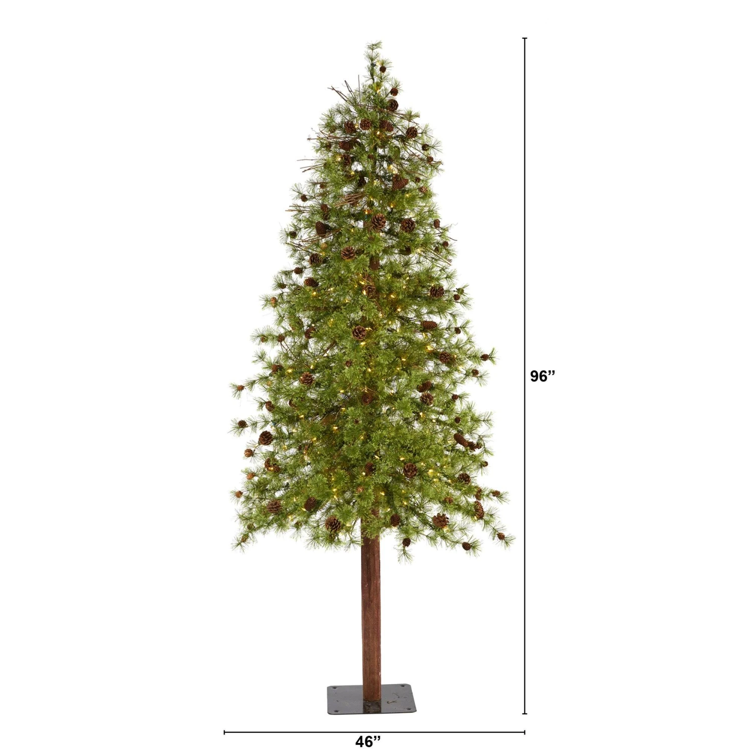 8' Wyoming Alpine Artificial Christmas Tree With 250 Clear (multifunction) LED Lights And Pine Cones On Natural Trunk 2 8' Wyoming Alpine Artificial Christmas Tree With 250 Clear (multifunction) LED Lights And Pine Cones On Natural Trunk - Image 2