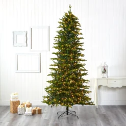 9’ Belgium Fir “Natural Look” Artificial Christmas Tree With 800 Clear LED Lights -Cheap Artificial Trees Store artificial 9 belgium fir natural look artificial christmas tree with 800 clear led lights nearly natural 114876