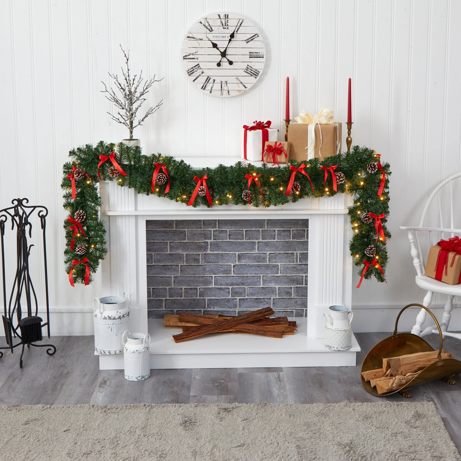 9’ Bow And Pinecone Artificial Christmas Garland With 35 Clear LED Lights 5 9’ Bow And Pinecone Artificial Christmas Garland With 35 Clear LED Lights - Image 5