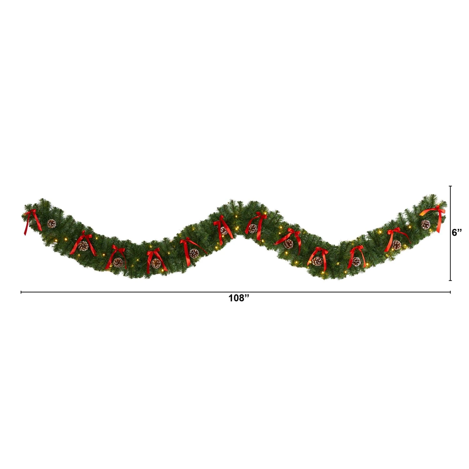 9’ Bow And Pinecone Artificial Christmas Garland With 35 Clear LED Lights 2 9’ Bow And Pinecone Artificial Christmas Garland With 35 Clear LED Lights - Image 2
