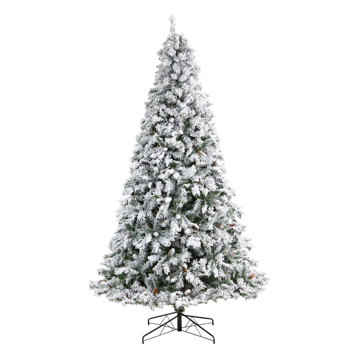 9' Flocked White River Mountain Pine Christmas Tree With Pinecones And 650 Clear LED Lights 3 9' Flocked White River Mountain Pine Christmas Tree With Pinecones And 650 Clear LED Lights - Image 3
