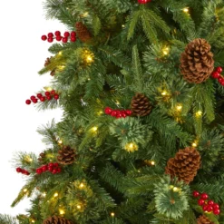 9’ Norway Mixed Pine Artificial Christmas Tree With 650 Clear LED Lights, Pine Cones And Berries -Cheap Artificial Trees Store artificial 9 norway mixed pine artificial christmas tree with 650 clear led lights pine cones and berries nearly natural 183418