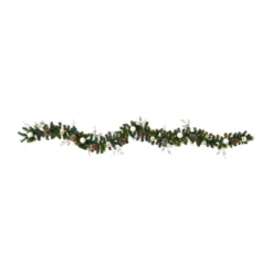 9’ Ornament And Pinecone Artificial Christmas Garland With 50 Clear LED Lights