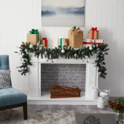 9’ Ornament And Pinecone Artificial Christmas Garland With 50 Clear LED Lights -Cheap Artificial Trees Store artificial 9 ornament and pinecone artificial christmas garland with 50 clear led lights nearly natural 980359