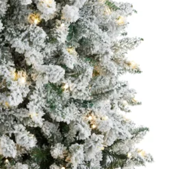 9’ Slim Flocked Montreal Fir Artificial Christmas Tree 11 9’ Slim Flocked Montreal Fir Artificial Christmas Tree -Cheap Artificial Trees Store artificial 9 slim flocked montreal fir tree with 600 warm white led lights and 1860 bendable branches nearly natural 308167