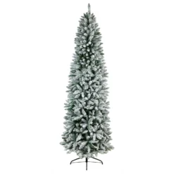 9’ Slim Flocked Montreal Fir Artificial Christmas Tree 10 9’ Slim Flocked Montreal Fir Artificial Christmas Tree -Cheap Artificial Trees Store artificial 9 slim flocked montreal fir tree with 600 warm white led lights and 1860 bendable branches nearly natural 437098