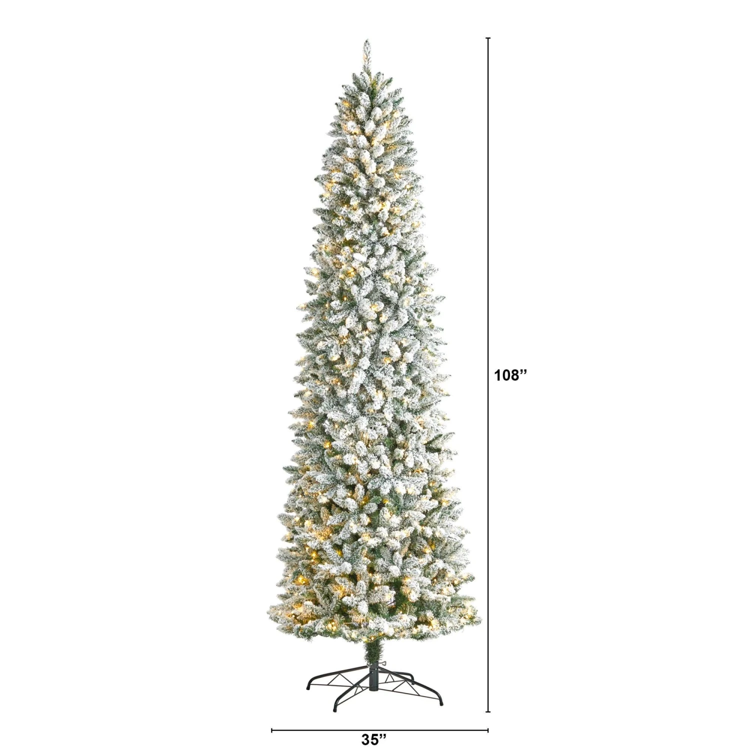 9’ Slim Flocked Montreal Fir Artificial Christmas Tree 2 9’ Slim Flocked Montreal Fir Artificial Christmas Tree - Image 2