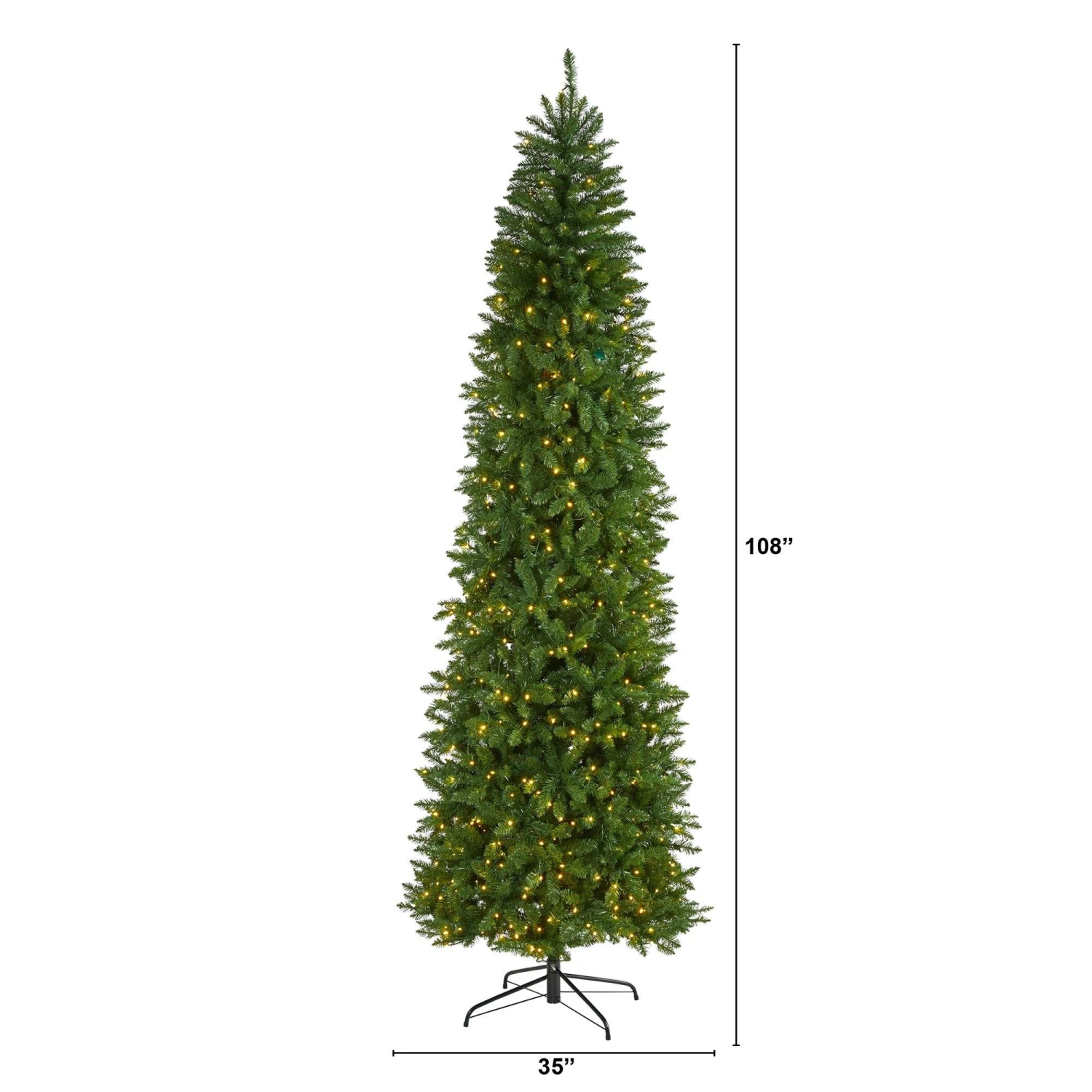 9’ Slim Green Mountain Pine Artificial Christmas Tree With 600 Clear LED Lights 2 9’ Slim Green Mountain Pine Artificial Christmas Tree With 600 Clear LED Lights - Image 2
