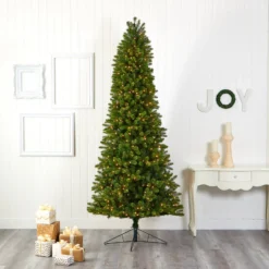 9' Slim Virginia Spruce Artificial Christmas Tree -Cheap Artificial Trees Store artificial 9 slim virginia spruce artificial christmas tree with 750 warm white multifunction led lights with instant connect technology and 1654 bendable branches nearly 239999