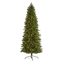 9’ Slim West Virginia Mountain Pine Artificial Christmas Tree With 600 Clear Lights And 1359 Bendable Branches