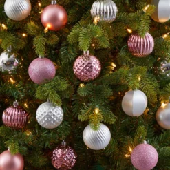 Holiday Shatterproof, 101 Count Christmas Tree Ornament Set, 60mm With Re-Useable Tube -Cheap Artificial Trees Store artificial holiday shatterproof 101 count christmas tree ornament set 60mm with re useable tube nearly natural 368741