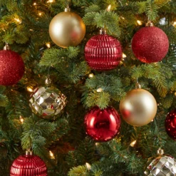 Holiday Shatterproof, 40 Count Christmas Tree Ornament Box Set, 80mm With Re-Useable Box -Cheap Artificial Trees Store artificial holiday shatterproof 40 count christmas tree ornament box set 80mm with re useable box nearly natural 999222