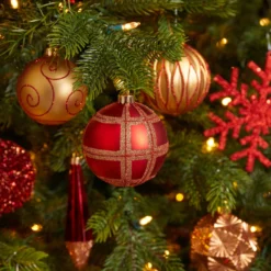 Holiday Shatterproof, 52 Count Christmas Tree Ornament Box Set, 80mm To 150mm With Reusable Tray -Cheap Artificial Trees Store artificial holiday shatterproof 52 count christmas tree ornament box set 80mm to 150mm with reusable tray nearly natural 603697