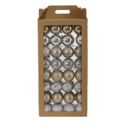 Holiday Shatterproof, 64 Count Christmas Tree Ornament Set, 80mm With Re-Useable Box